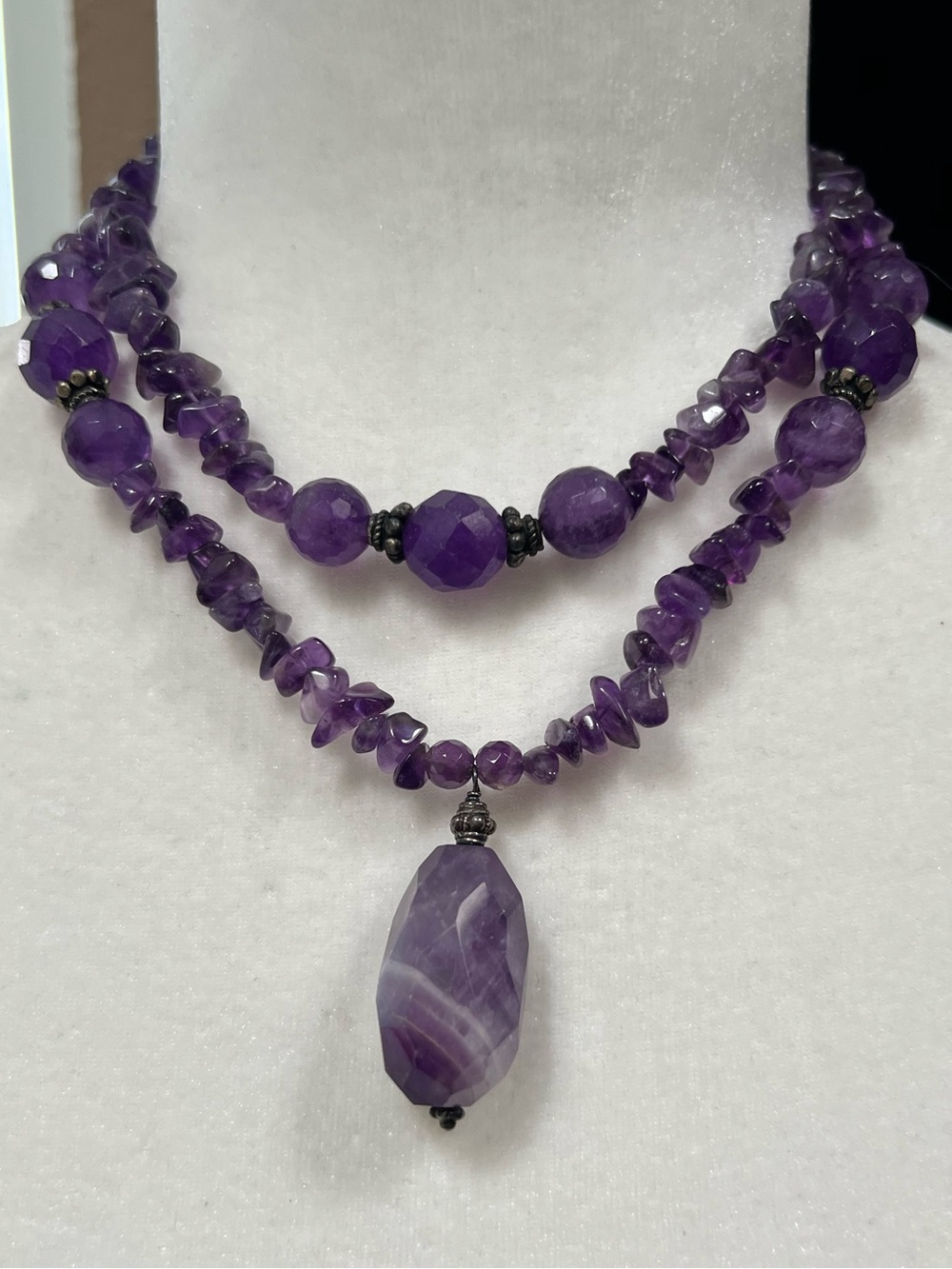 Double stranded purple necklace - amethyst?